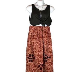 Market Place Hippy Skirt Vintage Batik Boho Hippie Skirt Swim Coverup Dress L-1X